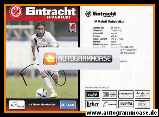 Autogramm Fussball | Eintracht Frankfurt | 2009 | Mehdi MAHDAVIKIA