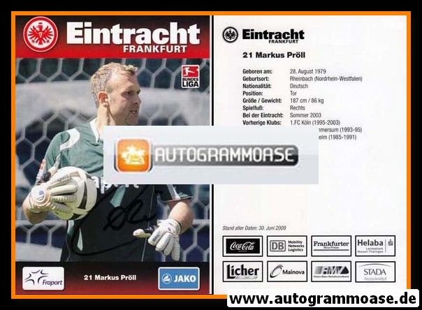 Autogramm Fussball | Eintracht Frankfurt | 2009 | Markus PRÖLL