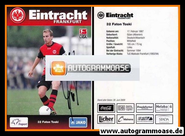 Autogramm Fussball | Eintracht Frankfurt | 2009 | Faton TOSKI