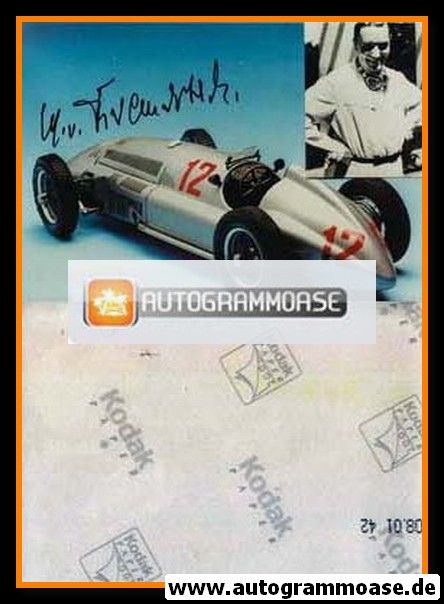Autogramm Formel 1 | Manfred VON BRAUCHITSCH | 1938 Foto Retro (Collage Mercedes)