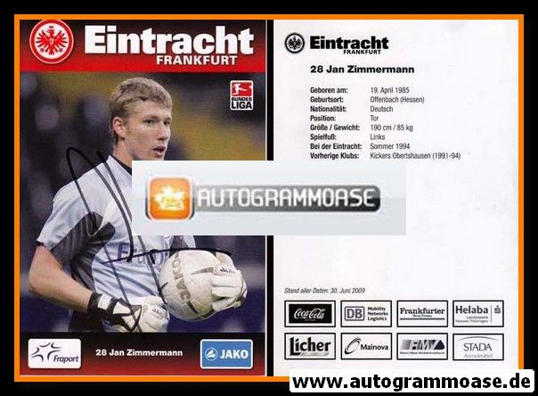 Autogramm Fussball | Eintracht Frankfurt | 2009 | Jan ZIMMERMANN