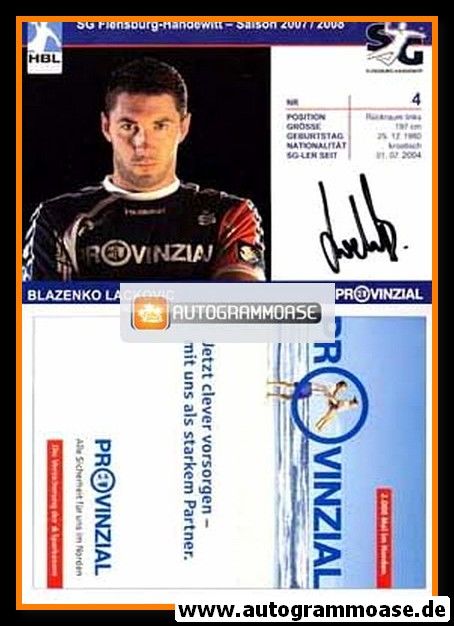 Autogramm Handball | SG Flensburg-Handewitt | 2007 | Blazenko LACKOVIC