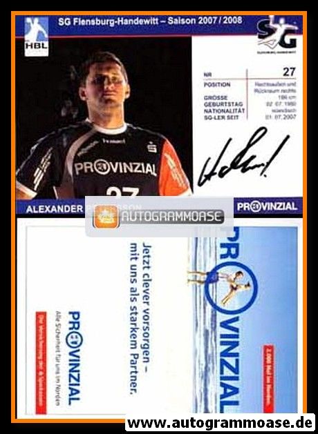 Autogramm Handball | SG Flensburg-Handewitt | 2007 | Alexander PETERSSON