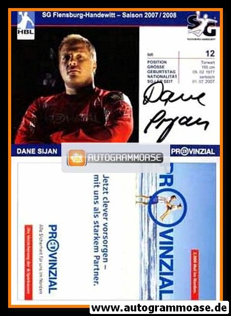 Autogramm Handball | SG Flensburg-Handewitt | 2007 | Dane SIJAN