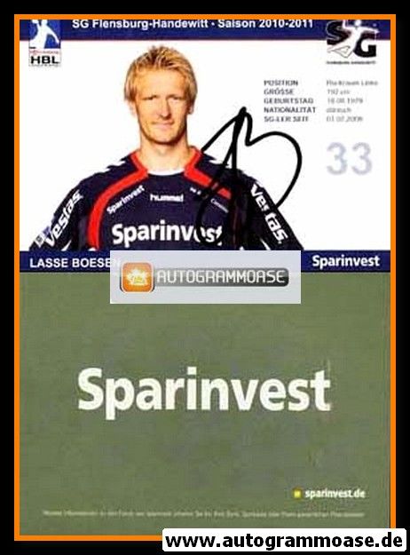 Autogramm Handball | SG Flensburg-Handewitt | 2010 | Lasse BOESEN