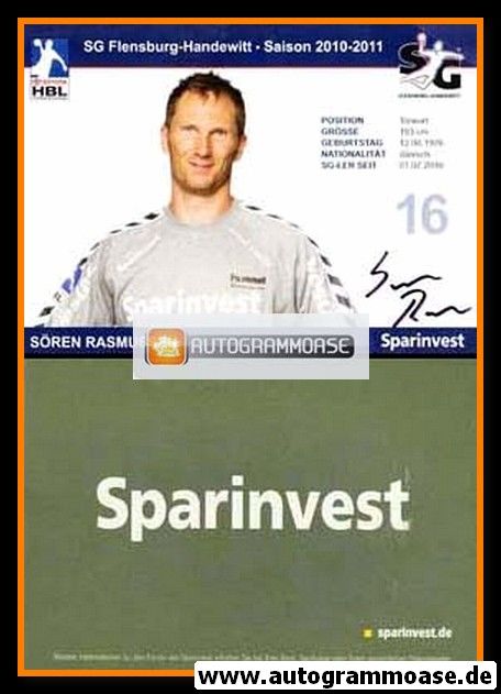 Autogramm Handball | SG Flensburg-Handewitt | 2010 | Sören RASMUSSEN