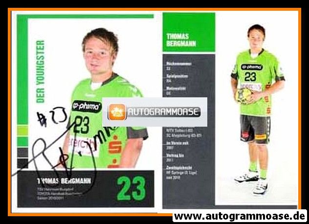Autogramm Handball | TSV Hannover-Burgdorf | 2010 | Thomas BERGMANN