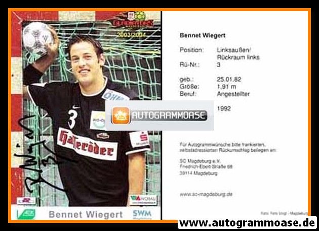 Autogramm Handball | SC Magdeburg | 2003 | Bennet WIEGERT