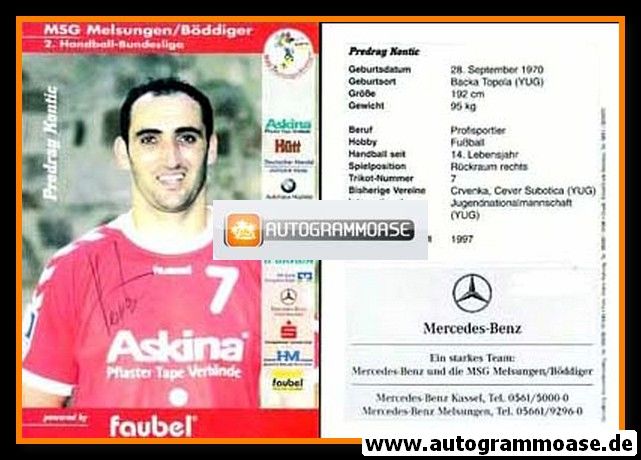 Autogramm Handball | MT Melsungen | 1990er Askina | Predrag KONTIC