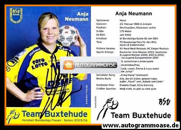 Autogramm Handball (D) | BSV Buxtehude | 2005 | Anja NEUMANN