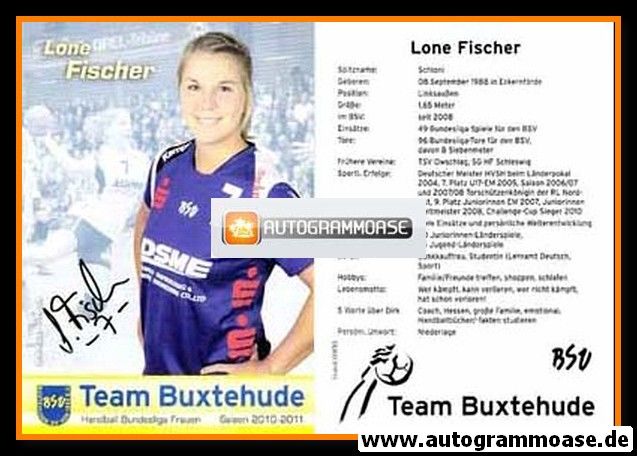 Autogramm Handball (D) | BSV Buxtehude | 2010 | Lone FISCHER