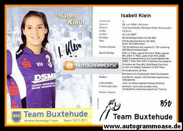 Autogramm Handball (D) | BSV Buxtehude | 2010 | Isabell KLEIN