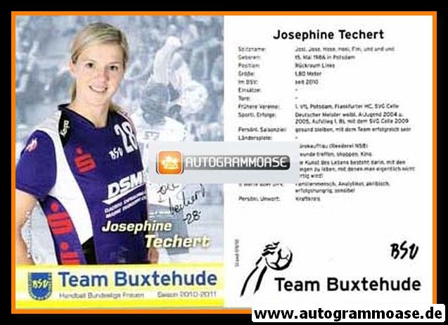 Autogramm Handball (D) | BSV Buxtehude | 2010 | Josephine TECHERT