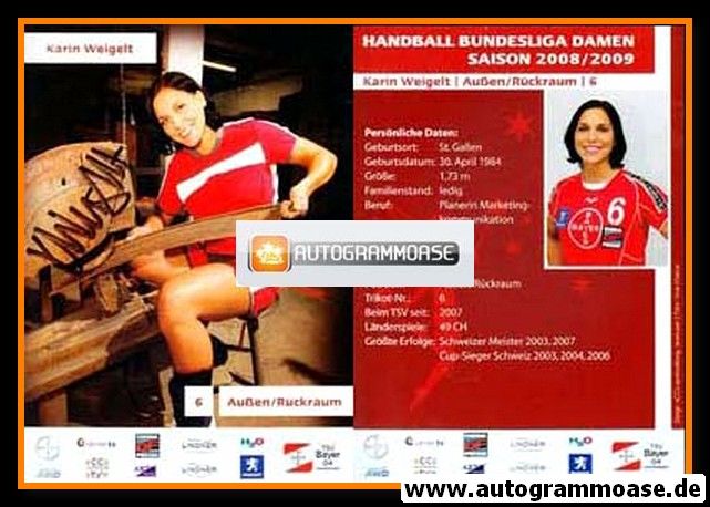 Autogramm Handball (D) | Bayer Leverkusen | 2008 | Karin WEIGELT