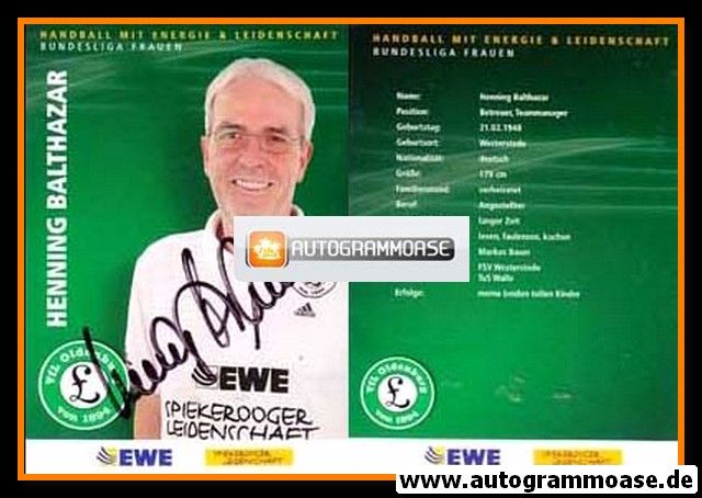 Autogramm Handball (D) | VfL Oldenburg | 2008 | Henning BALTHAZAR