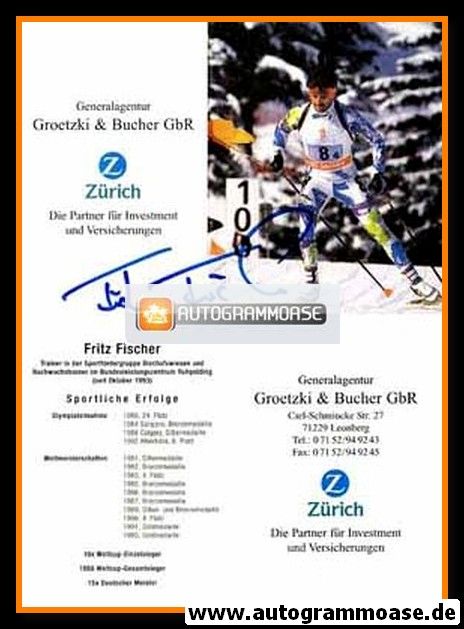 Autogramm Biathlon | Fritz FISCHER | 1990er (Rennszene Zürich) OS-Gold