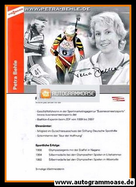 Autogramm Biathlon | Petra BEHLE | 2007 (Collage Color Viessmann) OS-Gold