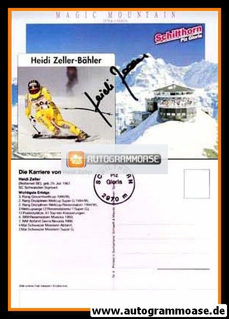 Autogramm Ski Alpin | Heidi ZELLER-BÄHLER | 1996 (Schilthorn)