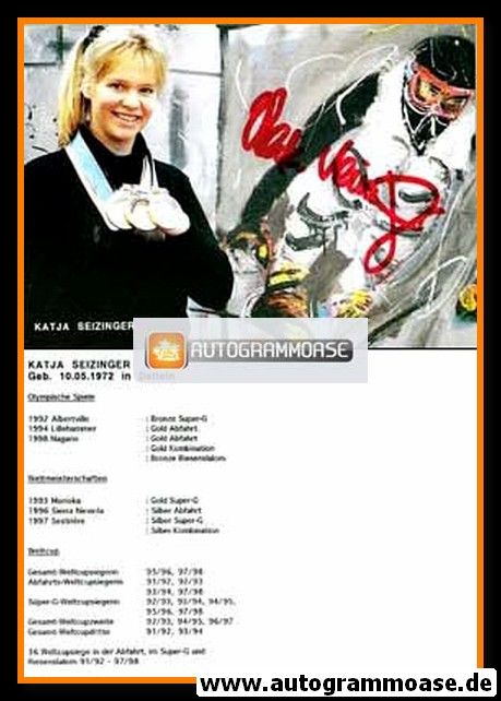 Autogramm Ski Alpin | Katja SEIZINGER | 1998 (Collage Color) OS-Gold