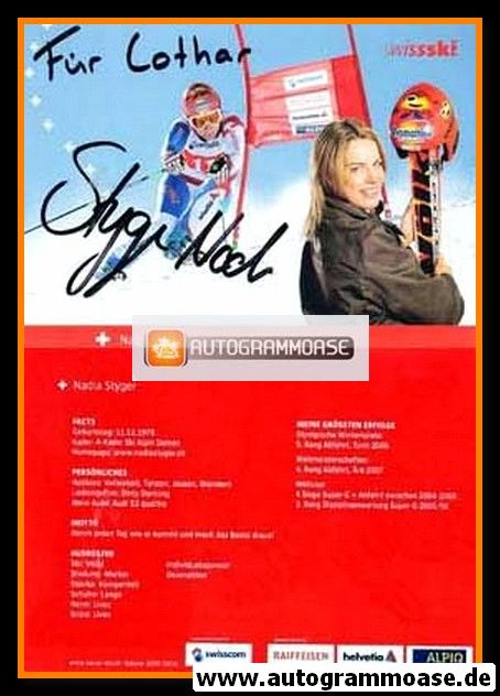 Autogramm Ski Alpin | Nadia STYGER | 2009 (Swiss Ski)