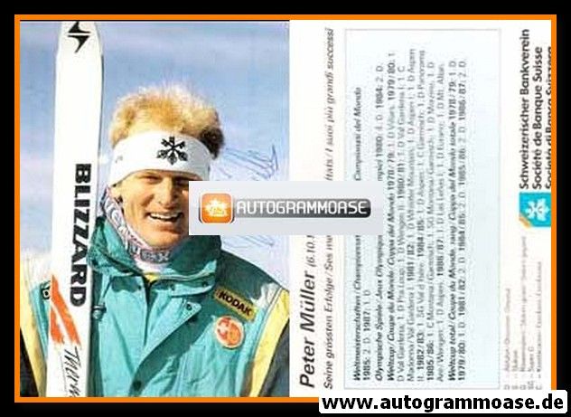 Autogramm Ski Alpin | Peter MÜLLER | 1987 (Portrait Color) Schweizer Bank