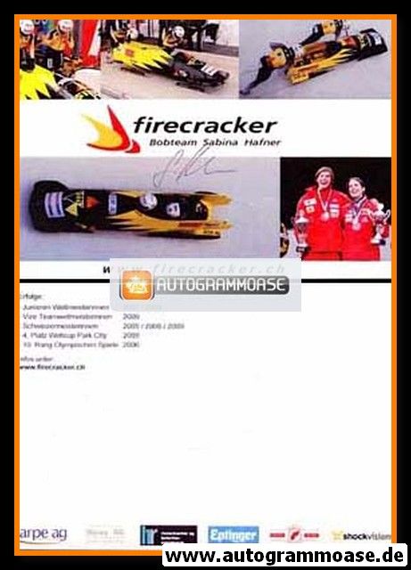 Autogramm Bob | Sabina HAFNER | 2009 (Team Firecracker)