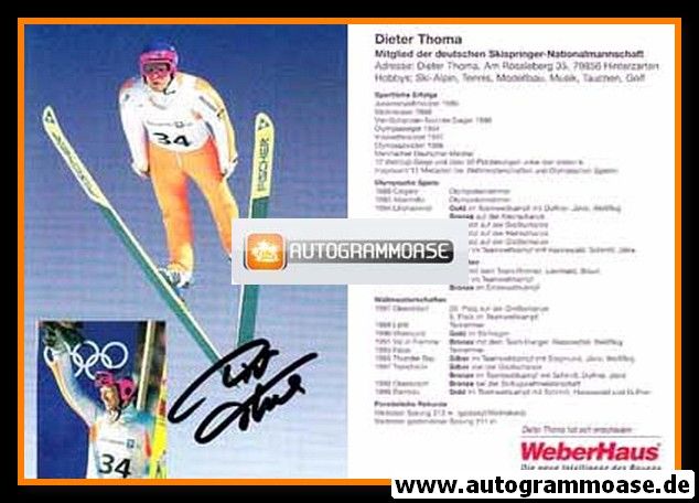 Autogramm Skispringen | Dieter THOMA | 1999 (Collage WeberHaus) OS-Gold
