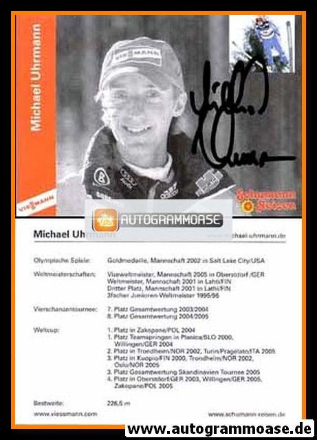 Autogramm Michael Uhrmann Skisprung Skispringer Olympiasieger Viessmann Karte # 
