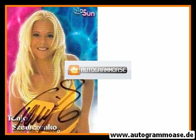Autogramm Eiskunstlauf | Tanja SZEWCZENKO | 2000er (Portrait sexy) Bio Sun 1