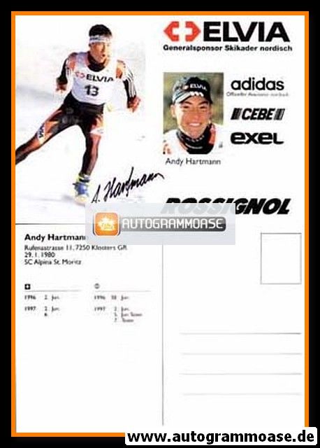 Autogramm Nordische Kombination | Andreas HARTMANN | 1997 (Elvia)