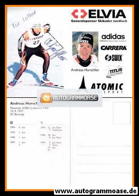 Autogramm Nordische Kombination | Andreas HURSCHLER | 1997 (Elvia)