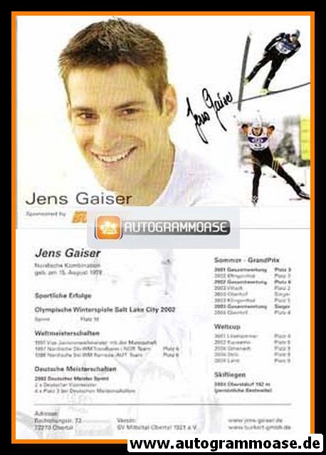 Autogramm Nordische Kombination | Jens GAISER | 2004 (Burkert)