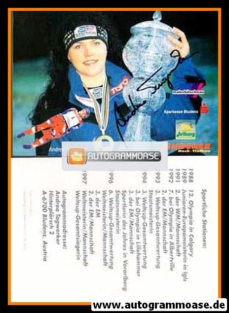 Autogramm Rodeln | Andrea TAGWERKER | 1997 (Portrait Pokal)