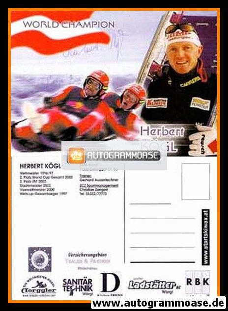 Autogramme Rodeln | Herbert KÖGL + Reinhard BEER | 2002 (Portrait Color)
