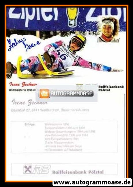 Autogramm Rodeln | Irene ZECHNER | 1990er (Raiffeisen)
