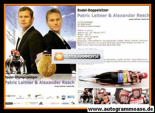 Autogramme Rodeln | Patric LEITNER + Alexander RESCH | 2000er (Portrait Color)