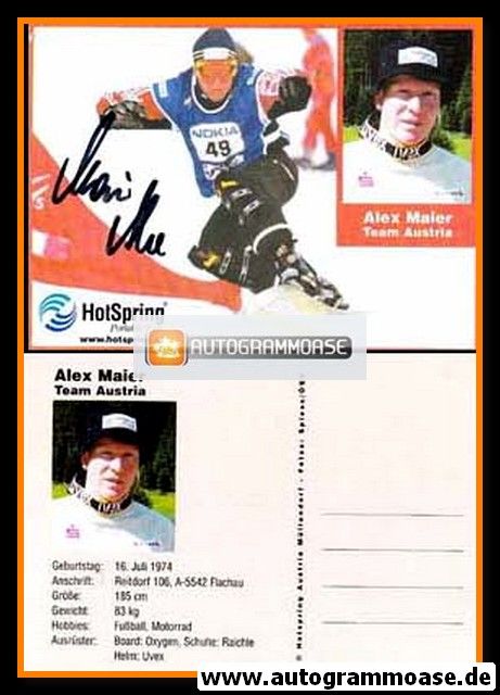 Autogramm Snowboard | Alexander MAIER | 1990er (Team Austria)