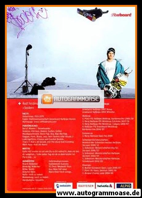 Autogramm Snowboard | Rolf FELDMANN | 2009 (Swiss Ski)