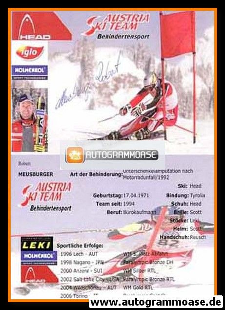 Autogramm Paralympics | Ski Alpin | Robert MEUSBURGER | 2006 (Austria Team)