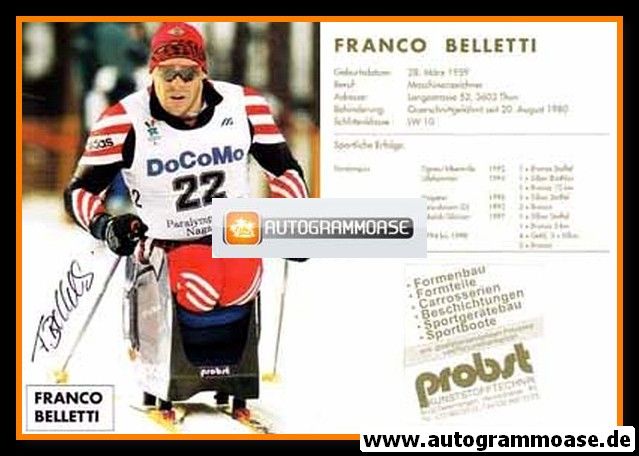 Autogramm Paralympics | Langlauf | Franco BELLETTI | 1990er (Rennszene Color)
