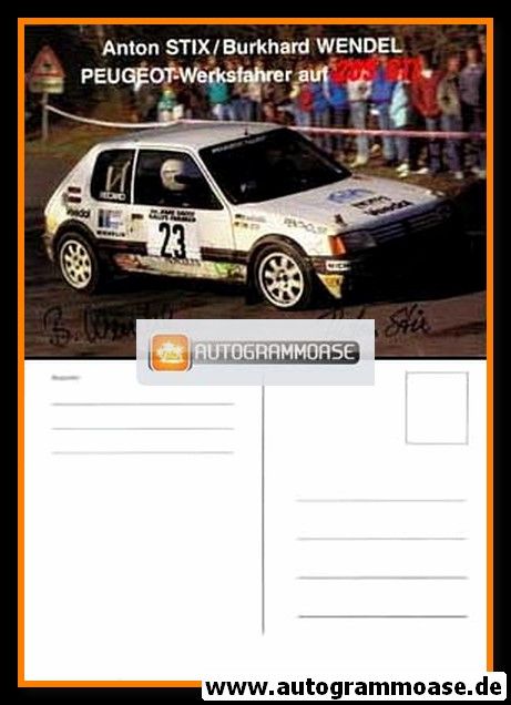 Autogramme Tourenwagen | Anton STIX + Burkhard WENDEL | 1980er (Peugeot)