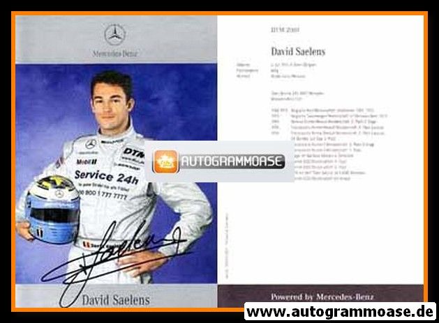 Autogramm Tourenwagen | David SAELENS | 2001 Druck (DTM)