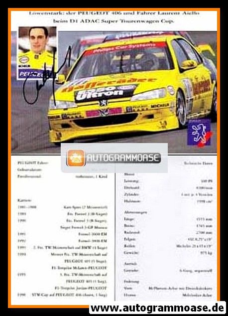 Autogramm Tourenwagen | Laurent AIELLO | 1996 (Collage Color Peugeot)
