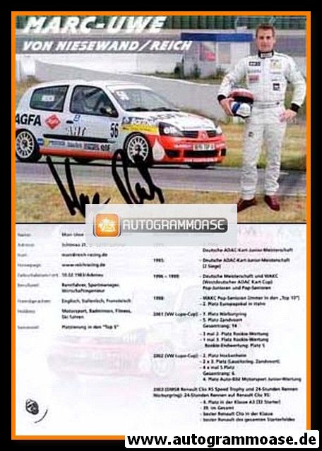 Autogramm Tourenwagen | Marc-Uwe VON NIESEWAND | 2003 (Team Reich)