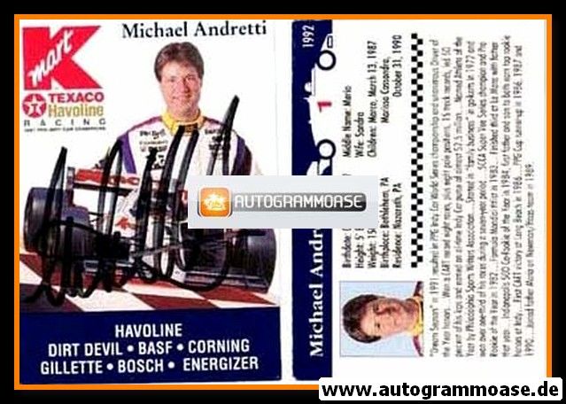 Autogramm Tourenwagen | Michael ANDRETTI | 1992 (Texaco)