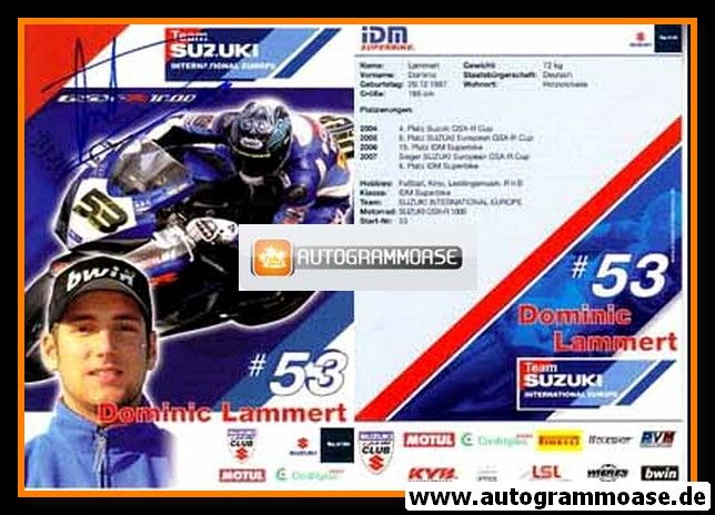Autogramm Motorrad | Dominic LAMMERT | 2007 (Suzuki)