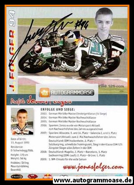 Autogramm Motorrad | Jonas FOLGER | 2009 (Rennszene Aprilia)