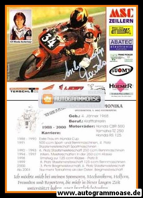 Autogramm Motorrad | Monika ACHERMAYR | 2001 (Pension)
