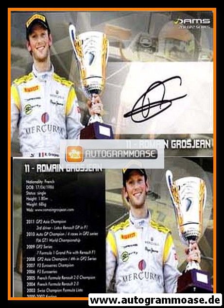 Autogramm Tourenwagen | Romain GROSJEAN | 2011 (GP2 Series)