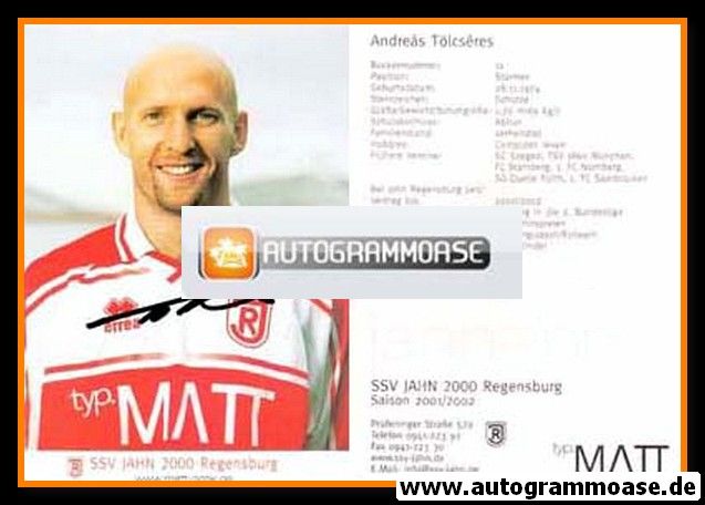 Autogramm Fussball | SSV Jahn Regensburg | 2001 | Andreas TÖLCSERES